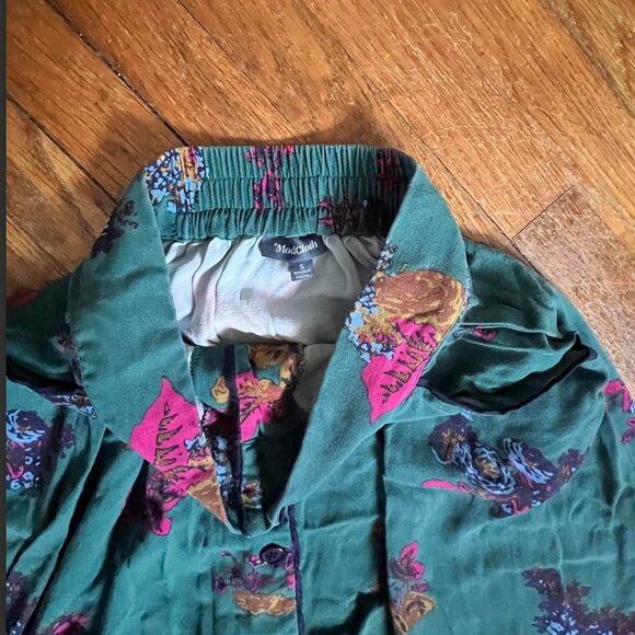 Modcloth Sold Out Teal Floral Midi Skirt w/ Pockets Sz S - Picture 2 of 7